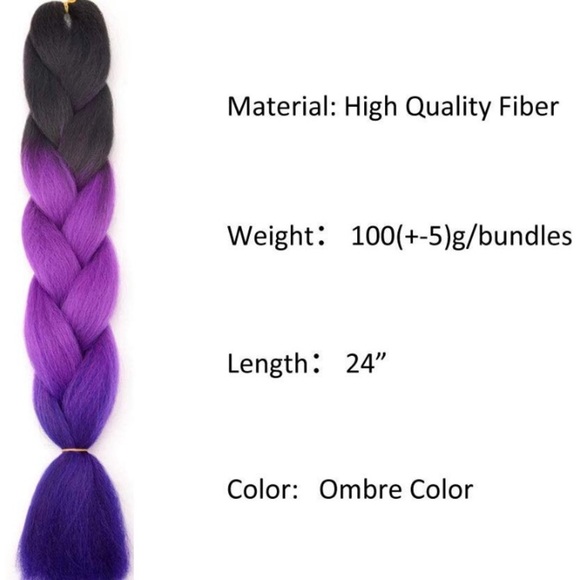 5 packs of Black Purple  blue ombré braiding hair - Picture 3 of 7